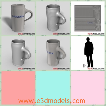 3d model the cup for beer - This is a 3d model of the cup for beer,which is the traditional bavarian beer stein. It will suit any scene.