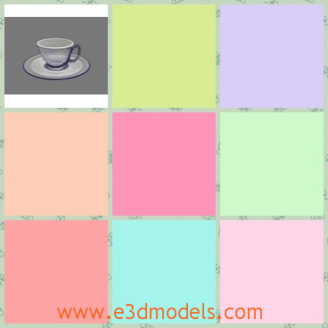 3d model the cup with a tray - This is a 3d model of the cup with a tray,which is white and pretty.The plate is round and the shape is very lovely.