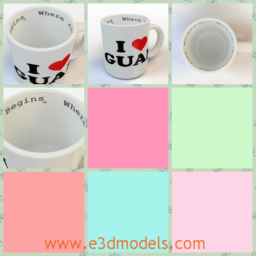 3d model the cup with words - This is a 3d model of the cup with words on it,which is the coffee cup and the cup is made of tiles.