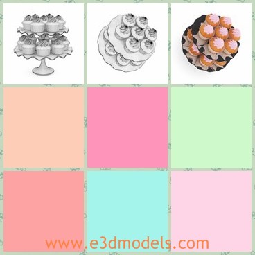 3d model the cupcakes on stand - This is a 3d model of the cupcakes on stand,which is made with many kinds of gredients.