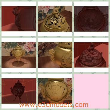 3d model the decorative items - This is a 3d model of the decorative items.Chinese usully worship their ancestors with burning incense, they use the burning incenses to insert into the sand inside censer.