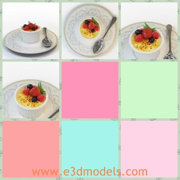 3d model the dessert - This is a 3d model about the dessert on the plate,which is made of strewberry and blueberry.