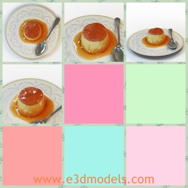 3d model the dessert in the plate - This is a 3d model of the dessert in the plate,which is the sweat putting for kids.The dessert is very popular.