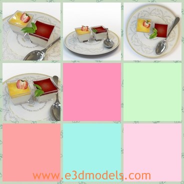 3d model the dessert with pudding - This is a 3d model of the dessert with pudding,which is the most popular dessert among young people.