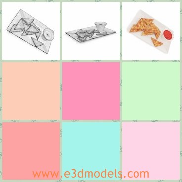 3d model the food and salad - This is a 3d model of the food and salad,which is presented on plate. The food is common and delicious,which is cut in the triangle shape.