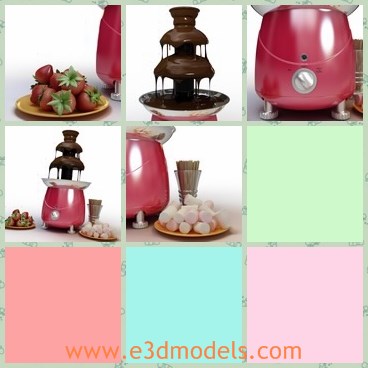 3d model the fountain - This is a 3d model of the fountain,which is made of chocolate.The fountain is made of strawberry and other dessert materials.
