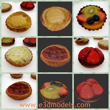 3d model the fruit tart - This is a 3d model of the fruit tart,which is the popular dessert in our life.There are strawberry,blueberry,apple pie and kiwi.