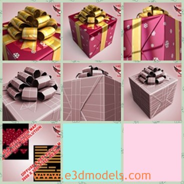 3d model the gift box - This is a 3d model of the gift box,which is presented with ribbon on the top.The model is a square shape,which is hard and looks great.
