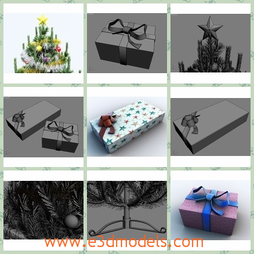 3d model the gift boxes - This is a 3d model of the christmas tree with 2 gifts,which are pretty and decorated.