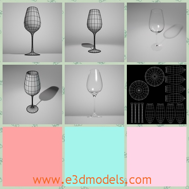 3d model the glass for wine - This is a 3d model of he glass for wine,which is transparent and great.The model is white and crystal.