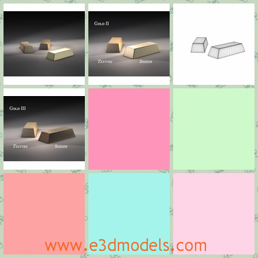 3d model the gold bar - This is a 3d model of the gold bar,which is lying on the ground and the bullion is shining and charming.