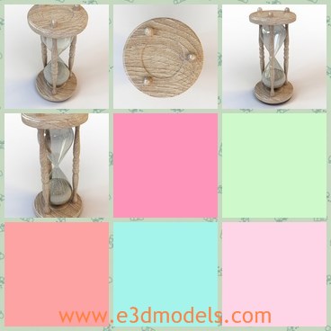 3d model the hourglass - This is a 3d model of the hourglass,which is made of wooden and glass materials.The model is made for measuring time by the flowing of the sand in the glass.