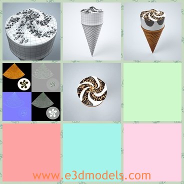 3d model the ice cream - This is a 3d model of the ice cream,which is charming and yummy.The model  has an unique name for each part.
