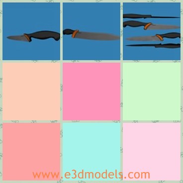 3d model the kitchen knife - This is a 3d model of the kitchen knife,which is sharp and created with stainless steel materials.