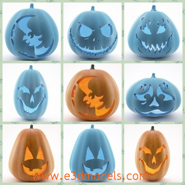 3d model the lantern made with pumpkins - This is a 3d model of the lantern,which is the common stuff in the Halloween and the curved faces on the pumpkins are special and various.Some are hobbile and some are funny.