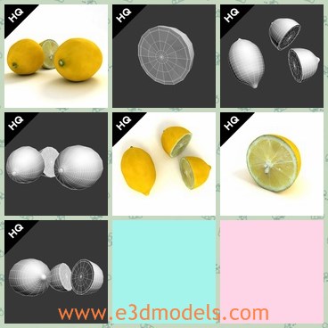 3d model the lemon - This is a 3d model of the lemon,which is yellow and sour.The model is th common fruit in our life.