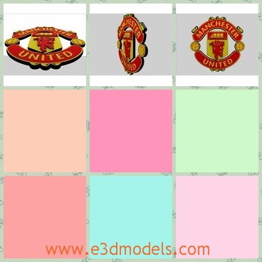 3d model the logo of Manchester - This is a 3d model of the logo of Manchester United,which is red and and characterized by the words on it.