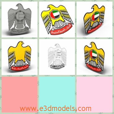 3d model the logo of the hawk - This is a 3d model of the logo of the hawk,which is yellow and there is a totem in the breast of the hawk.