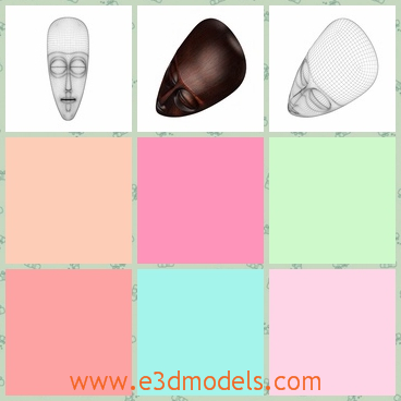 3d model the long mask - This is a 3d model of a long mask,which is the African style.The eyes of the  mask are closed and the face is thin and fine.