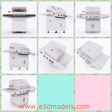 3d model the machine of gas grill - This is a 3d model of the machine of gas grill,which is made of steel and it is easy to move anywhere.