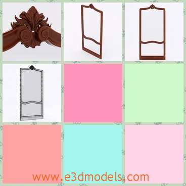 3d model the mirror in the oblong shape - This is a 3d model of the mirror in the oblong shape,which is hanging on the wall by a nail.The model is outdated but special in a modern house.