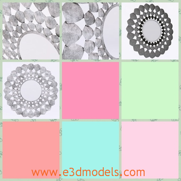 3d model the modern mirror with ornaments - This is a 3d model of the modern mirror with ornaments,which is large and shining.The model is made of special materials.