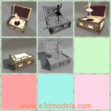 3d model the music box - This is a 3d model of the music box,which is antique and detailed.The box is made of wood and the surface is decorated with fine ornaments.