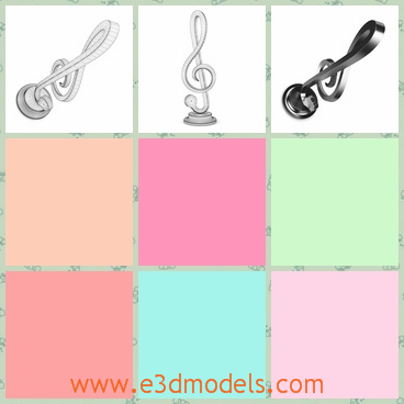 3d model the musical clef - This is a 3d model of the musical clef,which is a symbol statue on a holder.The symbol is simple but fine to see.