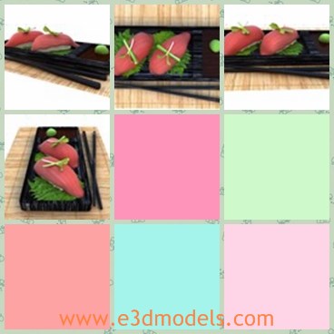 3d model the nigiri tuna - This is a 3d model of the Nigiri tuna,which is delicious and yummy.The food is so poular among young people.