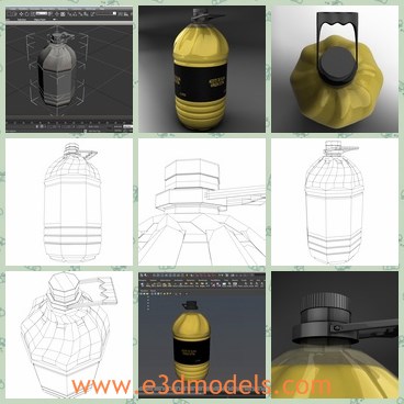 3d model the oil bottle - This is a 3d model of the oil bottle,which was designed to provide a high definition in a low poly.There is a handle on the top.