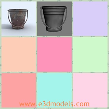 3d model the old bucket - This is a 3d model of the old bucket,which is rusty and ruined for a long time.Th model has a big mouth on the upper part.