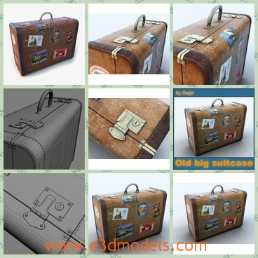 3d model the old suitcases - This is a 3d model of the old suitcases,which is made with the leather materials.The model has a handle on the top.