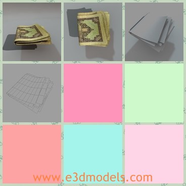 3d model the paper money - This is a 3d model of the paper money,which is folded and textured.The model is old and made with banknote on the back.