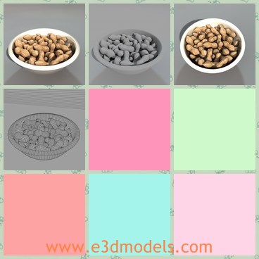3d model the peanuts in the bowl - This is a 3d model of the peanuts in the bowl,which is the common dish in our daily life.THe peanuts are delicious and yummy.