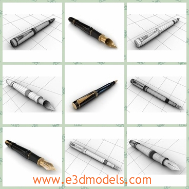 3d model the pen of Parker - This is a 3d model of the pen of Parker,which is famous in the world.The model has a sharp tip and the pen is a fountin pen.