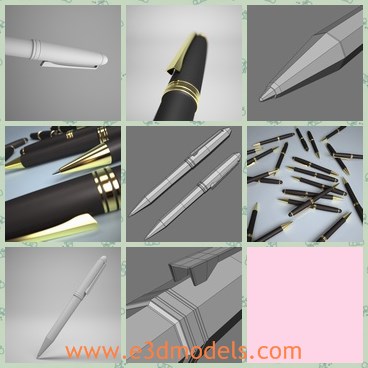 3d model the pen with gold details - This is a 3d model of the pen with gold details,which is new and expensive.The model is polygons and everything can be smoothed.
