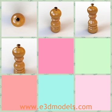 3d model the pepper grinder - This is a 3d model of the pepper grinder,which is made of wooden materials.The model is small and practical in life.