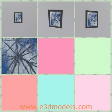 3d model the picture on the wall - This is a 3d model of the picture on the wall,which is blue and special.The model belongs to contemporary style of a famous modern artist.