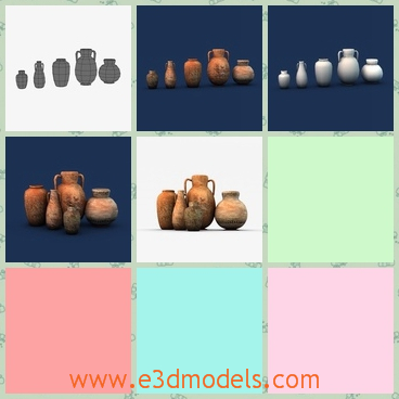 3d model the pots with textures - This is a 3d model of the ancient vases,which is the pots from ancient times.The model is the products of Egyptian models.