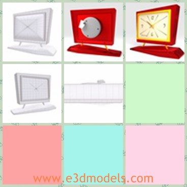 3d model the red clock - This is a 3d model of the red clock,which is big and made in the obong shape.The model is obvious in the room.