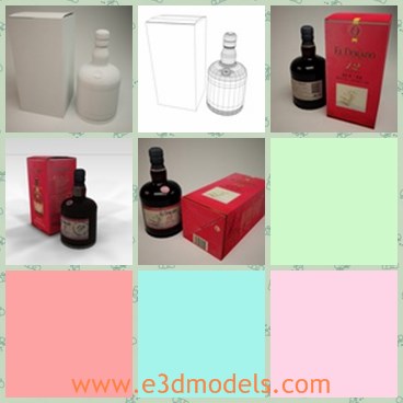 3d model the rum bottle - This is a 3d model of the glass rum bottle,which is transparent and made for alcohol storing.