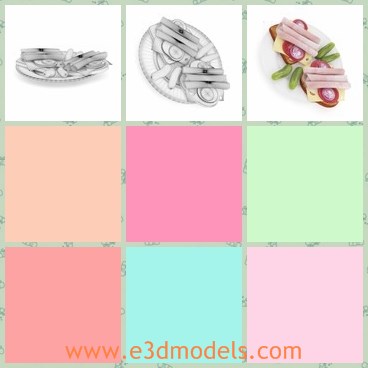3d model the sandwiches - This is a 3d model of the sandwiches,which is placed on plate.The food is common and delicious and you can add other gredients according to your taste.