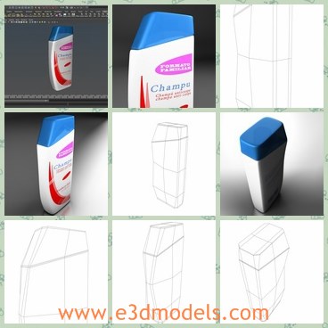 3d model the shampoo bottle - This is a 3d model of the shampoo bottle,which is designed to provide a high definition in a low poly.The bottle is created with blue head.