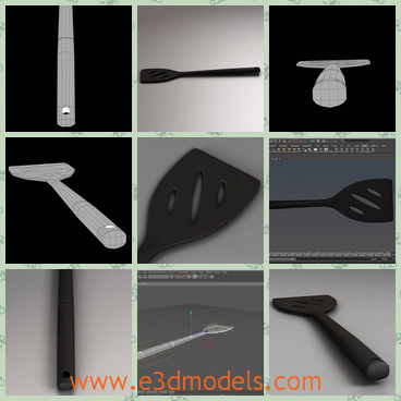 3d model the slotted spatula - This is a 3d model of the slotter spatula,which was designed to provide a high definition in a low poly.