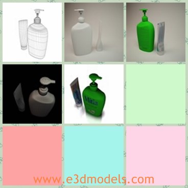 3d model the soap pump - This is a 3d model of the soap pump,which has liquid in it.The container is big and made of plastic materials.