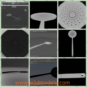 3d model the spoon in the kitchen - This is a 3d model of the spoon in the kitchen,which is the utensil in our daily life.The model is ccreated with holes on it.