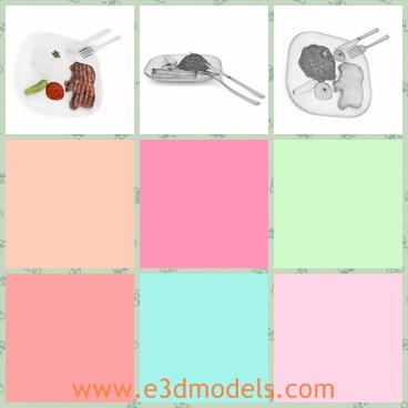 3d model the steak - This is a 3d model of the steak,which is presented with rice.The food is popular in European countries.