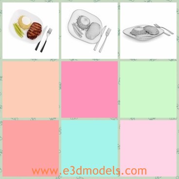 3d model the steak with fork - This is a 3d model of the steak with fork,which is delicious and popular in many family.
