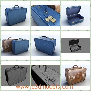 3d model the suitcase in blue - This is a 3d model of the suitcase in blue,which is big and clean.The model is made in high quality.
