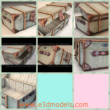 3d model the suitcase with belts - This is a 3d model os the suitcast with belts on it,which is the baggage with old materials.The model is outdated and special.